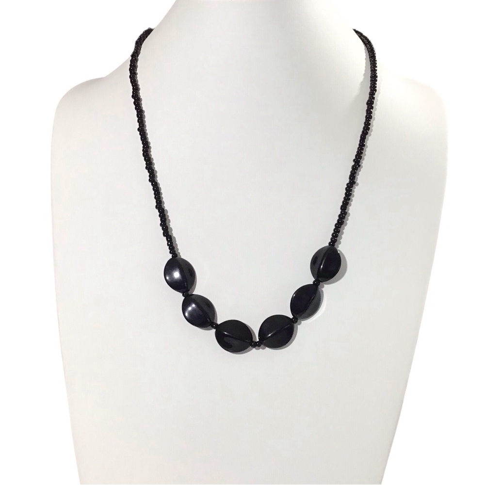 Beaded Necklace Acrylic Black Beads Fashion Jewelry